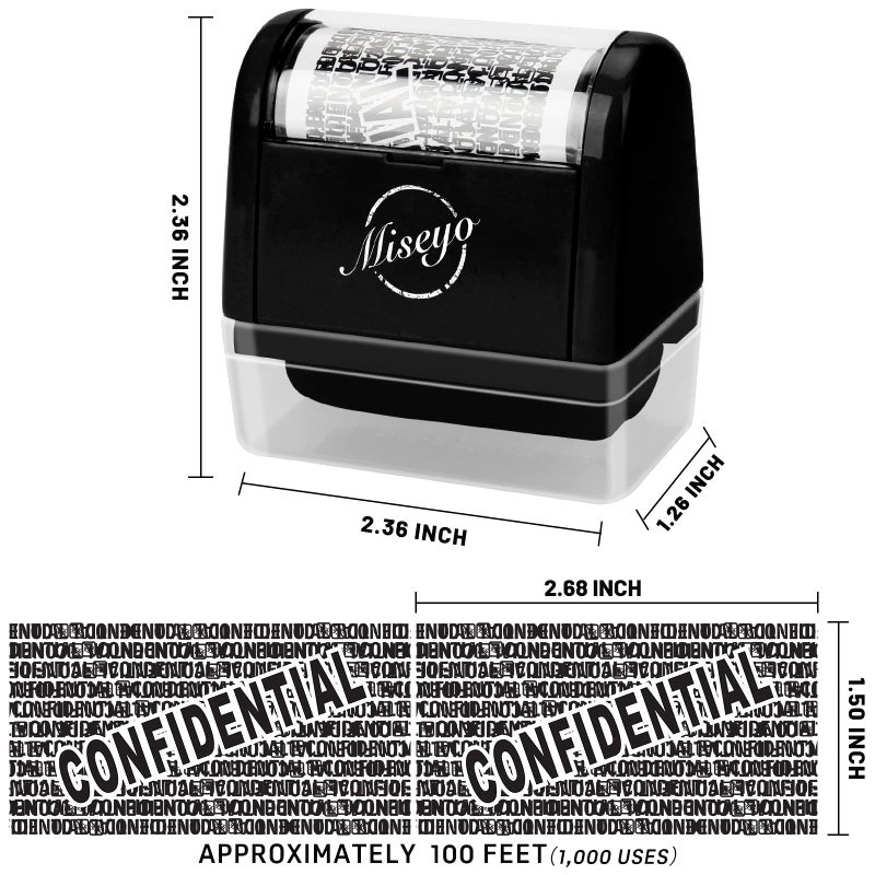 Miseyo Identity Theft Protection Roller Stamp Set - Black (3 Refill Ink Included) - Image 3